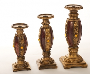 Set of 3 Decorative  Resin Candle Stick Holders