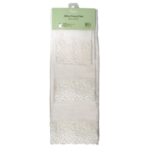 100% Cotton Lace 3 Piece Towel Set 