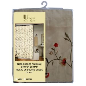 Faux Silk Shower Curtain With Embroidery 70" x 72"