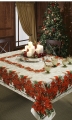 Poinsettia Splendor Jaquard Tablecloth