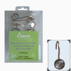 Metal Shower Curtain Hooks - 12 Pieces